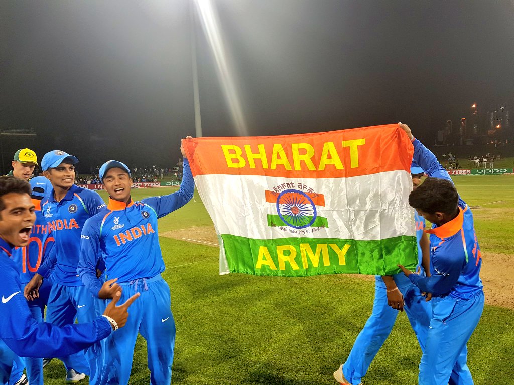 HolidaysHunt's tweet photo. Proud moment for the entire country. Congratulations to the Indian cricket team, captain Prithvi Shaw &amp; coach Rahul Dravid on winning the #U19CWC Team Holidays Hunt https://t.co/TMTIVK7FEO