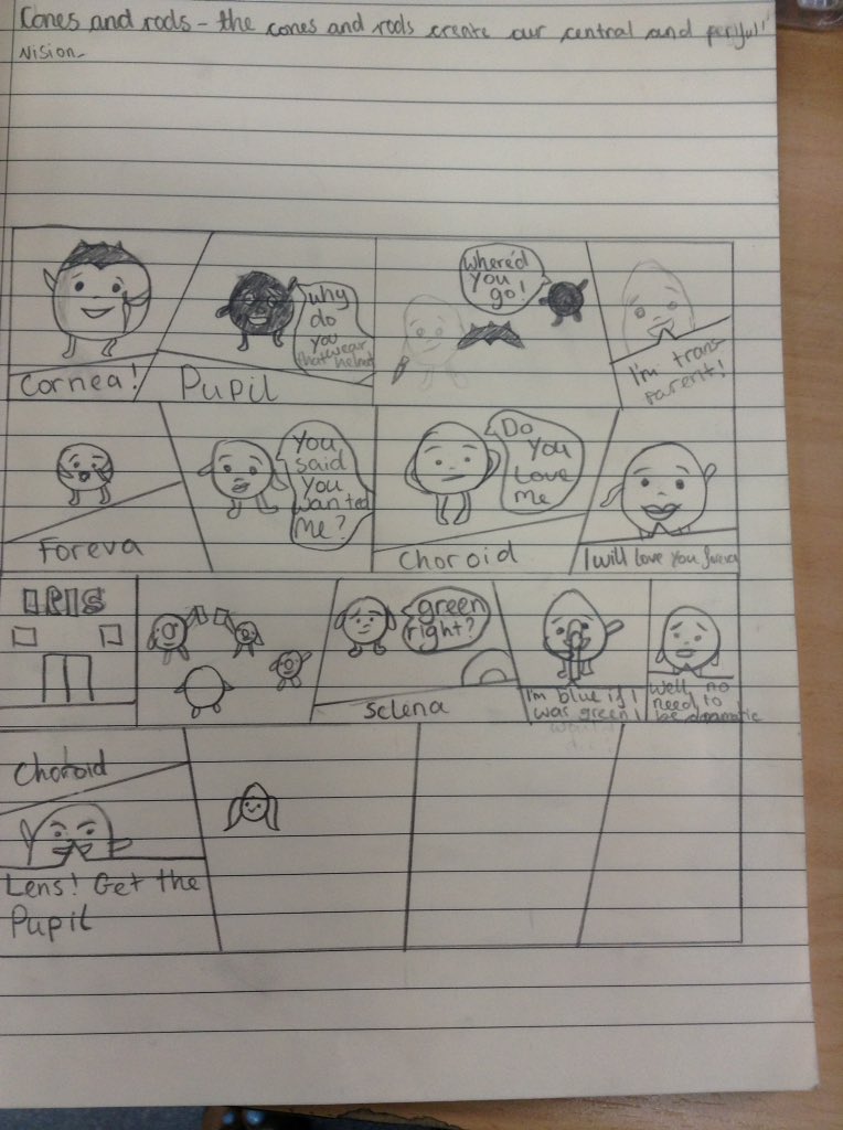 science_sbs's tweet photo. Innovative teaching and learning. Year6 children used comic stripes, riddles, poems and various other methods personal to them to learn about the eye. #SBSScience #year6_sbs #vpsafabritish #sbsinnovation https://t.co/nDvJSs6gdo