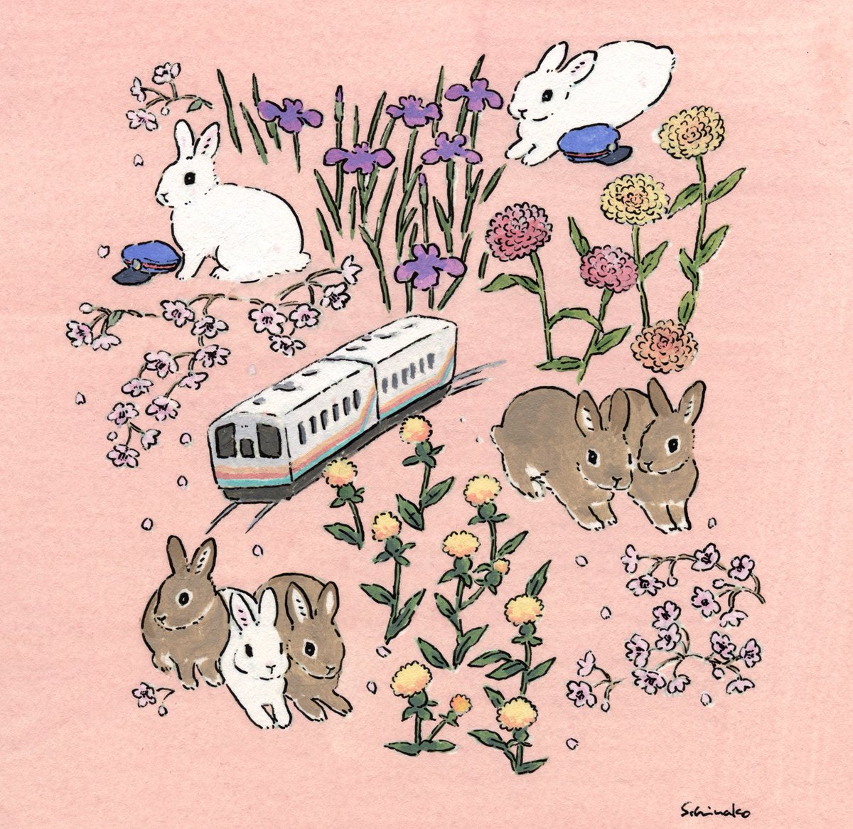 Schinako Moriyama Illustrator على تويتر フラワー長井線が大雪で大変なことになっているので応援する気持ちでファンアート描いてみました ラッピングペーパー 個人で楽しむ範囲でご自由にお使いいただけますがただのファンアートで山形鉄道とは何も関係