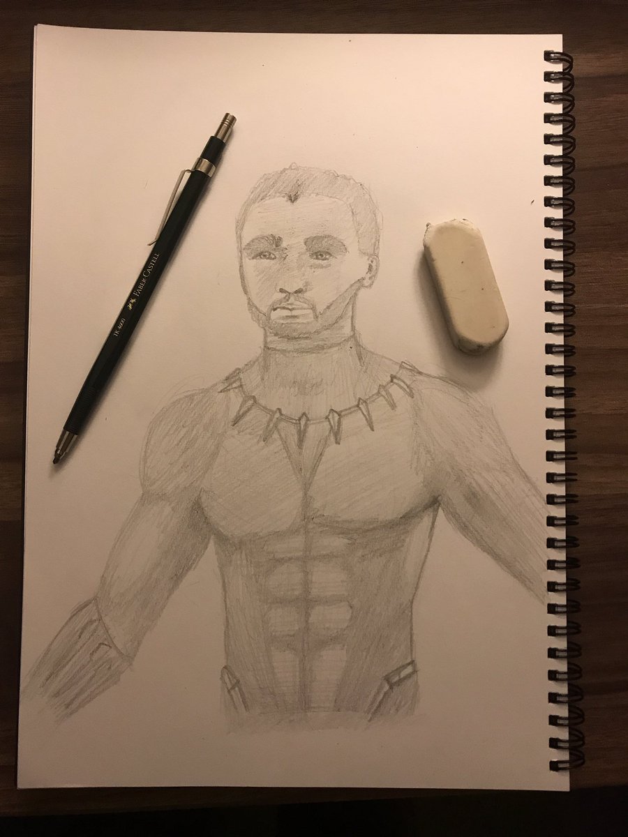 Draw Kingdom on X: "Today's daily sketch of the new black panther movie. Just finished a night shift so I'm quite tired hope the quality's still good?#marvel #blackpanther #sketch #drawing #portrait #dailysketch #