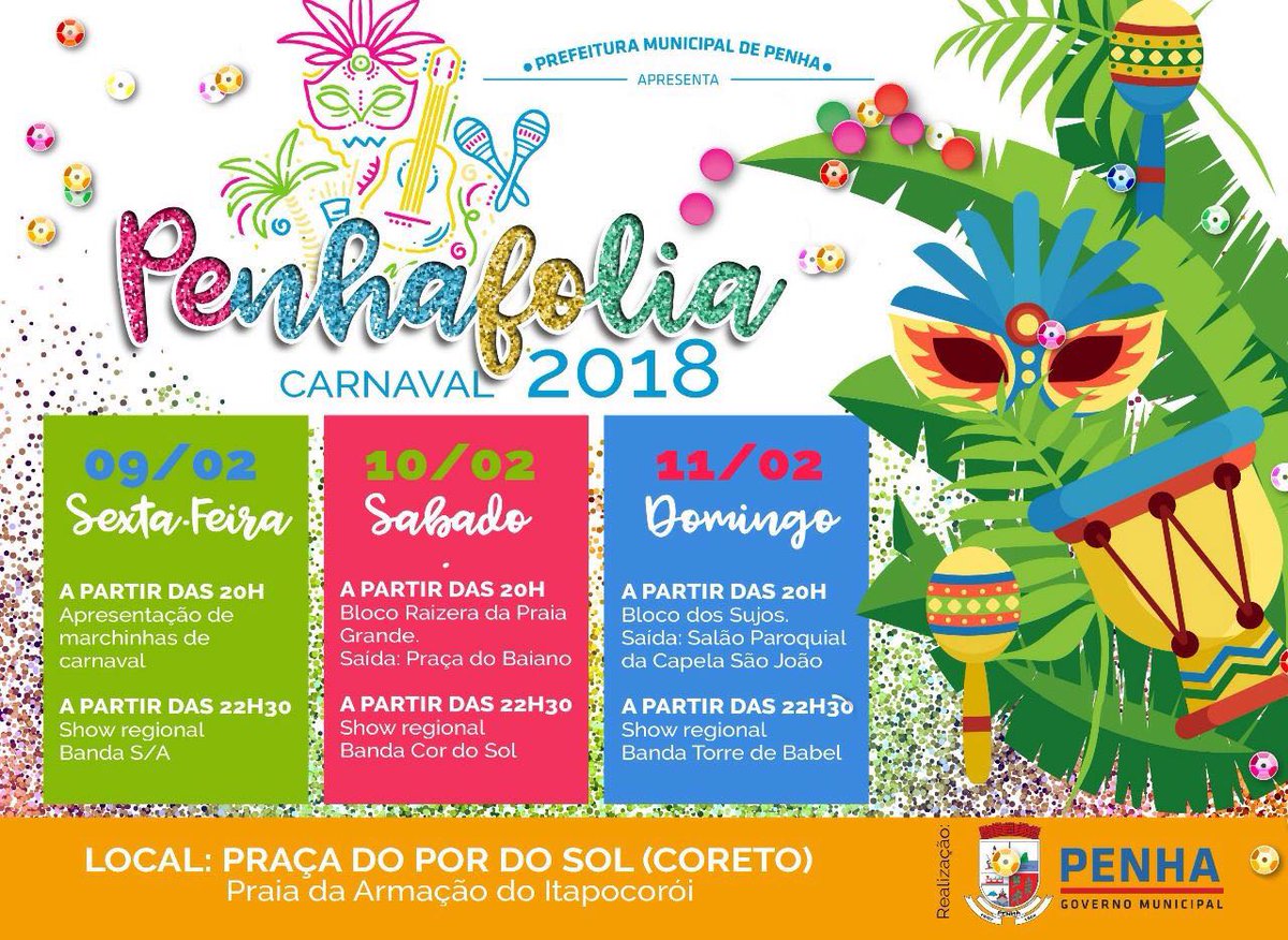 PDoluar's tweet photo. Em Penha você pode curtir o sossego da praia durante o dia e de noite aproveitar a folia do carnaval da cidade. Garanta já sua reserva! #ferias #feriasemfamilia #carnaval #penhasc #betocarrero #bcw #osulemeudestino #pousadadoluar https://t.co/iWxnWOIcqB