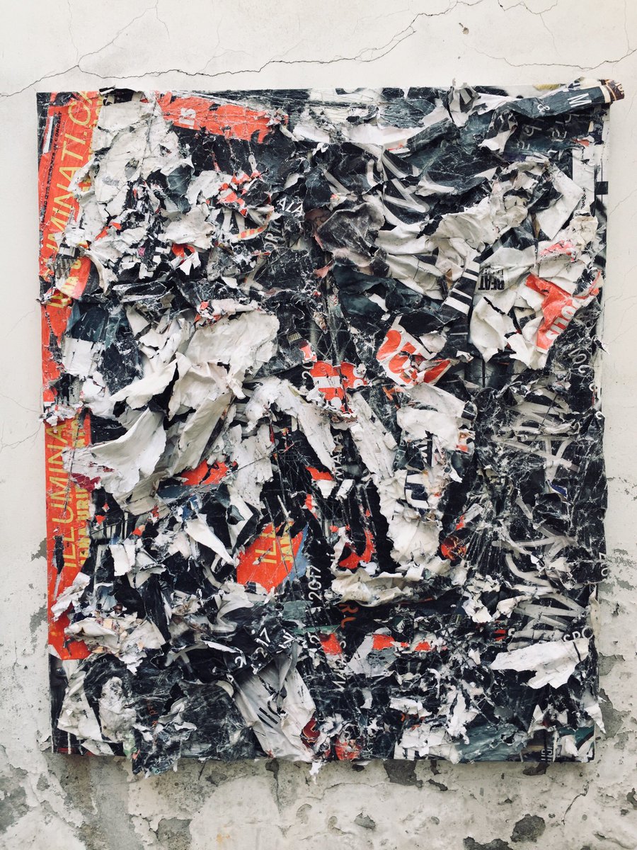 “Illuminatica.” 100cm x 120cm. Mixed media double decollage with LED light.