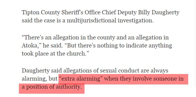 jdahlmd's tweet photo. @watchkeep The Chief Deputy also underscores that this is not simply an issue of sexual sin. This is an issue of abuse of authority - those wounds run deep in the victims AND the pathologic behavior of the abuser is nearly impossible to CURE. #nofuturepulpit #highpointmemphis https://t.co/aAElto5Gj3