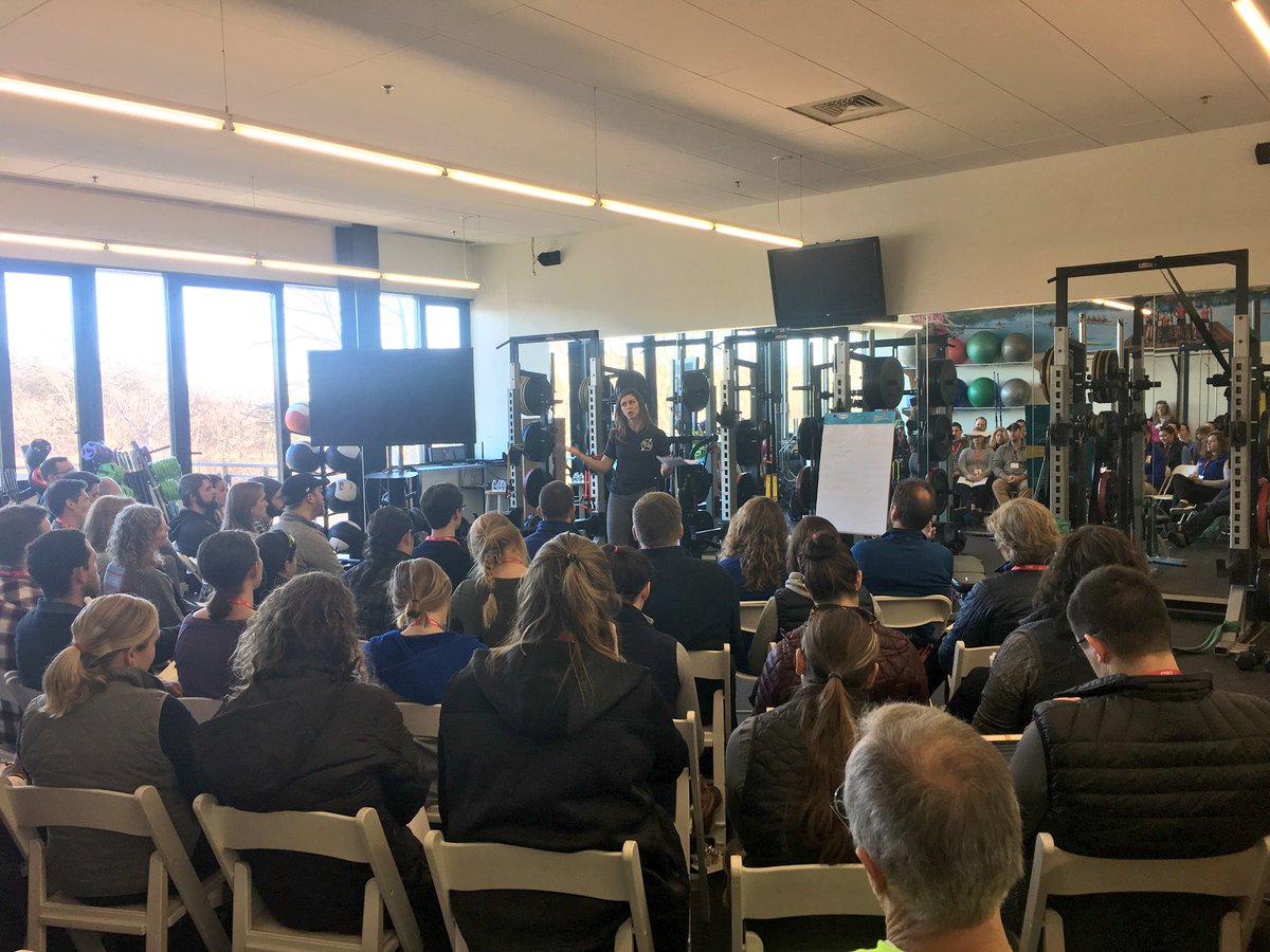 IRLatCRI's tweet photo. #WhatWorksSummit is on and Sara Hendershot Lombardi of @rowfficient is sharing with a packed audience about how to lock on with your core &amp; how to use the weight room to get there. https://t.co/iAWjlWvK6S