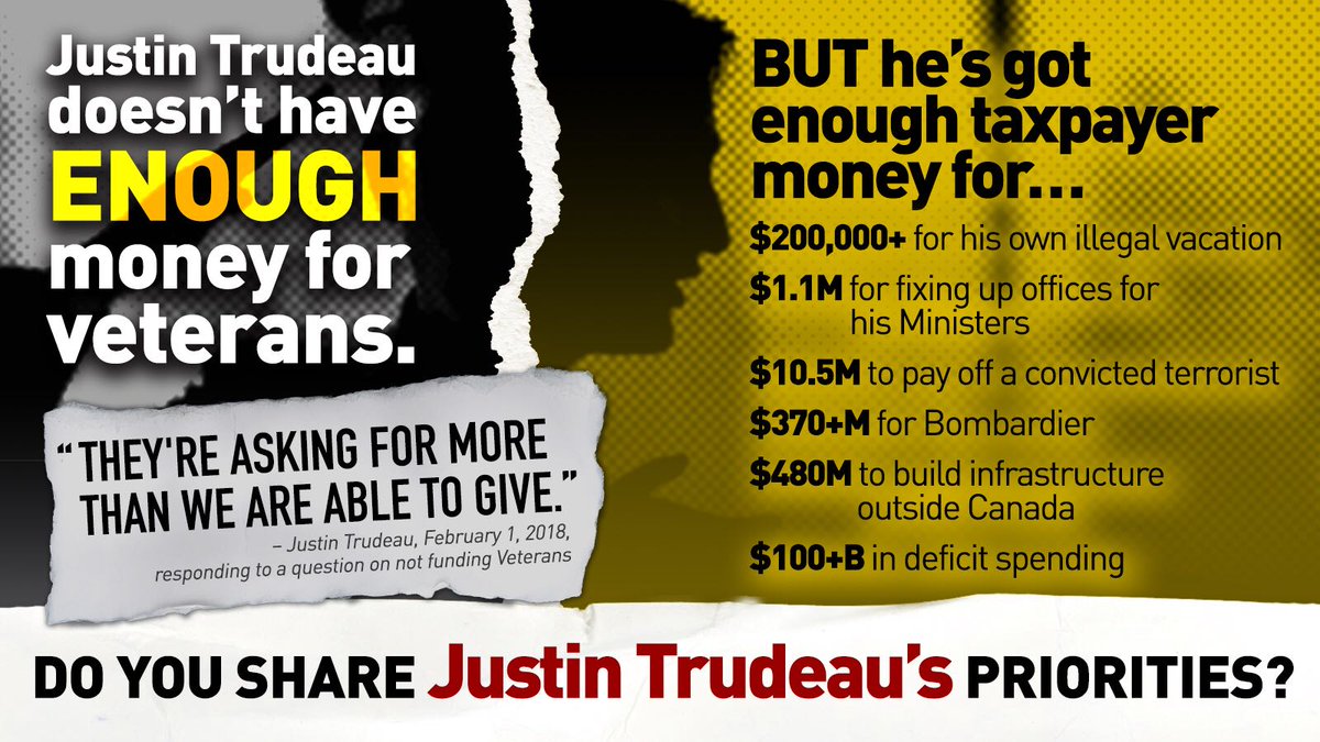Instead of wasting taxpayers’ money, Justin Trudeau should prioritize the interests of Canadians, like our Veterans who put their lives on the line defending our country.
