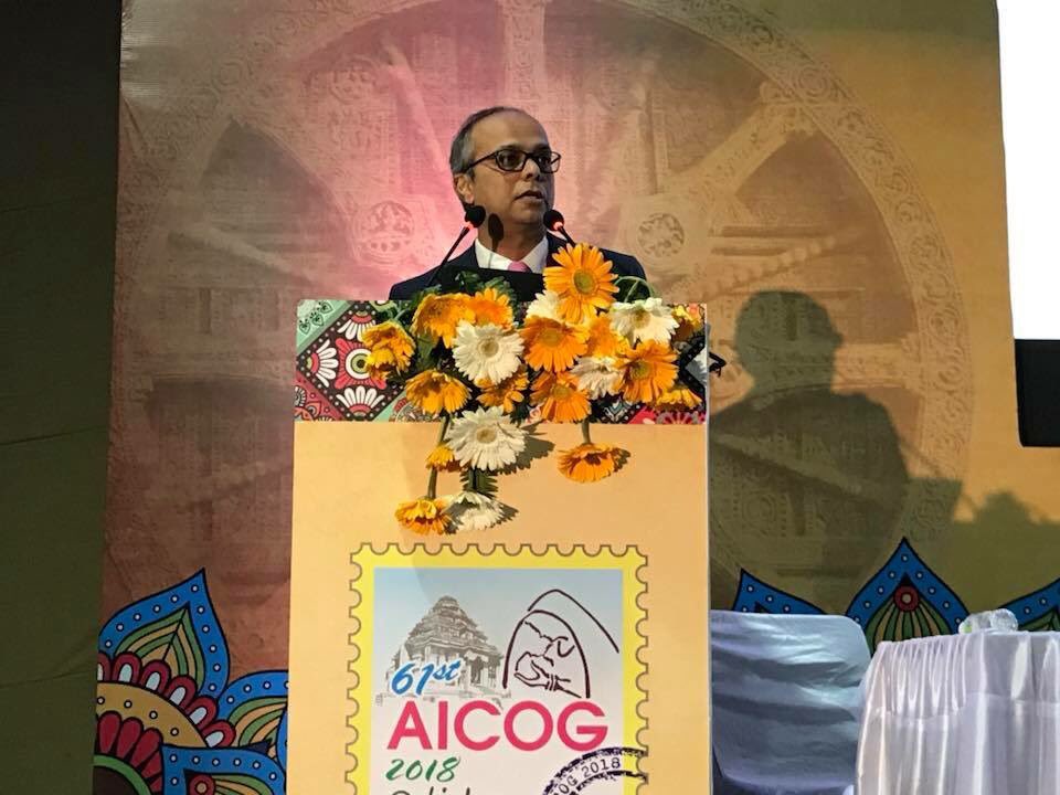 Dr. Sambit Mukhopadhyay presenting the EBCOG European exam and European Fellows in obstetrics and gynecology at the 61st AICOG meeting in Bhubaneswar. <a href="/SamMukhopadhyay/">Sambit Mukhopadhyay</a> <a href="/EBCOG_org/">EBCOG</a>