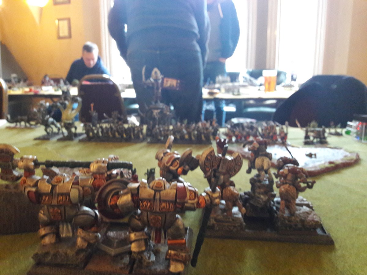 Bear_Bites_Back's tweet photo. This is what vanguarding hold guardians look like. My opponent is worried and then 1 hasnt started. A good omen?
#T9A #dwarvenholds #dreadelves #waagh https://t.co/M5Hs4HyV19