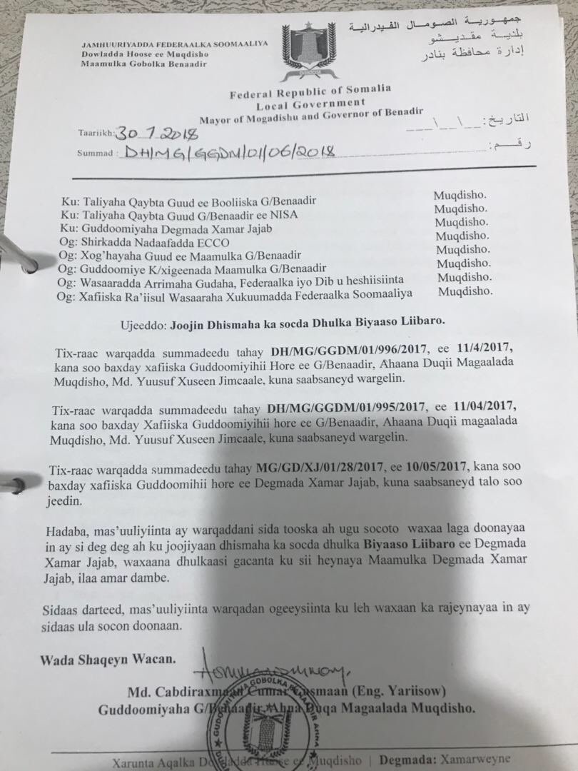 Joojin Dhismaha Dhulka Biyaaso Liibaro