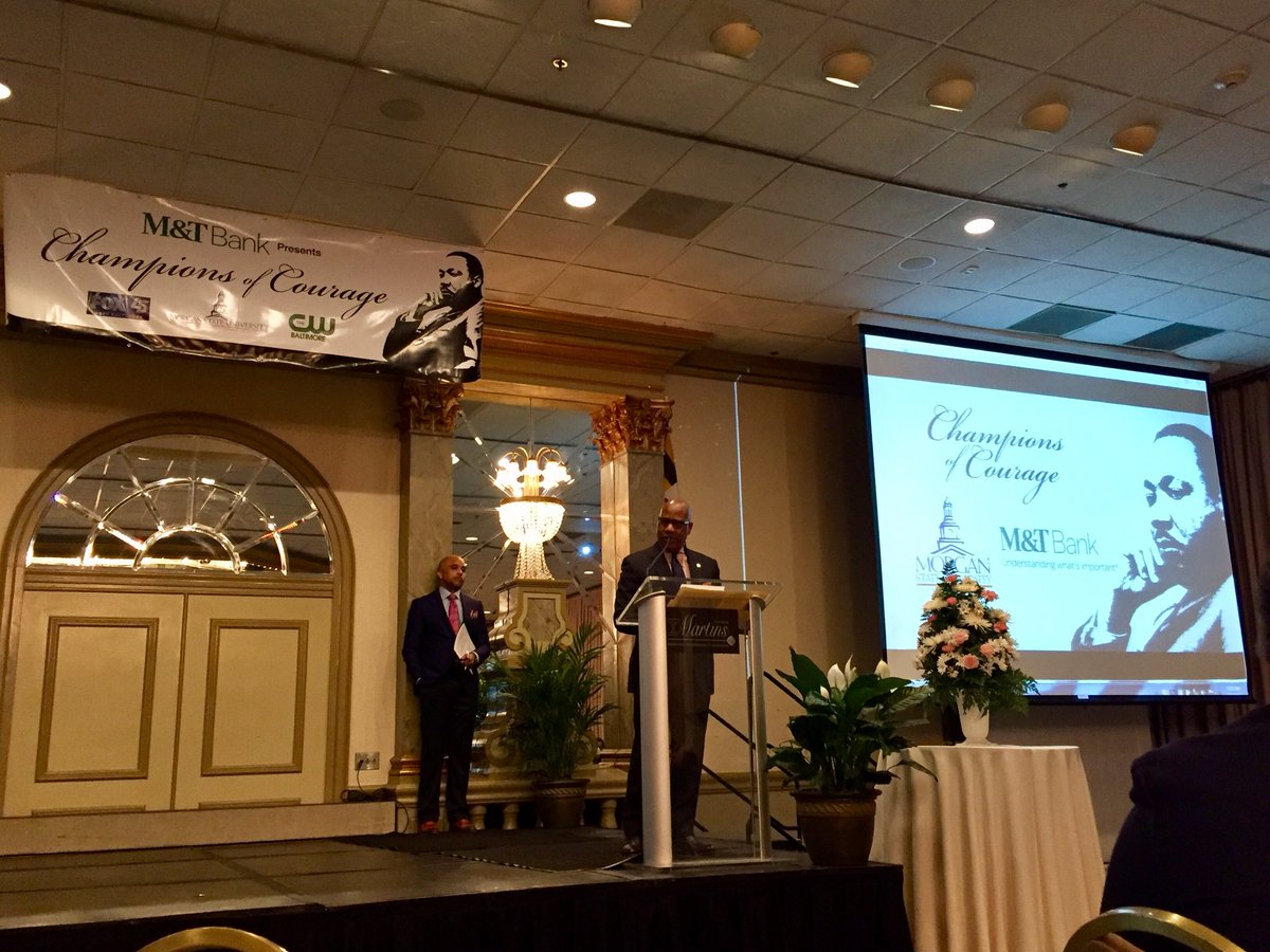BMorePRGuy's tweet photo. Morgan State is a proud sponsor of the 31st Annual @FOXBaltimore “Champions of Courage.” At this morning’s awards breakfast Dr. David Wilson provided the welcome. #BlackHistoryMonth #MorganIsBlackHistory https://t.co/z57oiEk0Bm