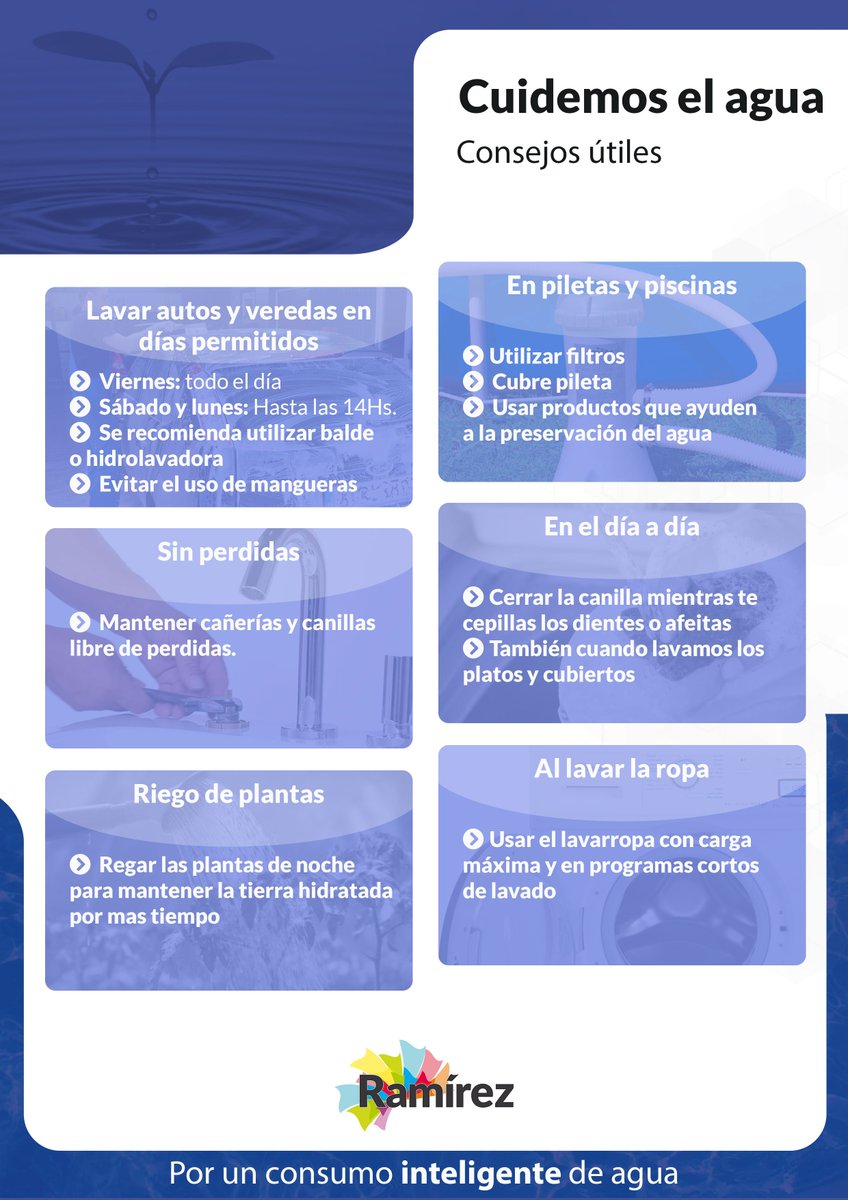 MuniRamirez1's tweet photo. Consejos útiles para un uso racional del agua https://t.co/zhDepKrExz