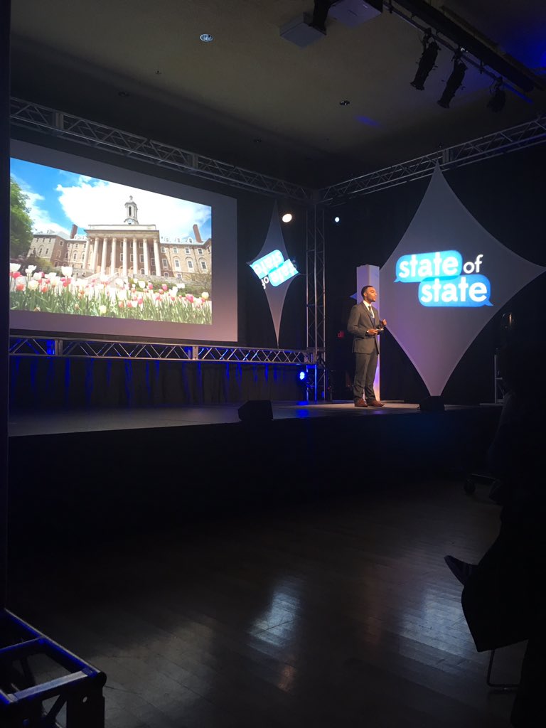PSUStateOfState's tweet photo. Finally, Marvin Barnhill, Ambassador of the Paul Robeson Cultural Center & Lion Ambassador, is our last speaker for this set. He discusses free speech on campus being the cost of the safety of students of color. #StateofState2018 https://t.co/XslVSRI49E