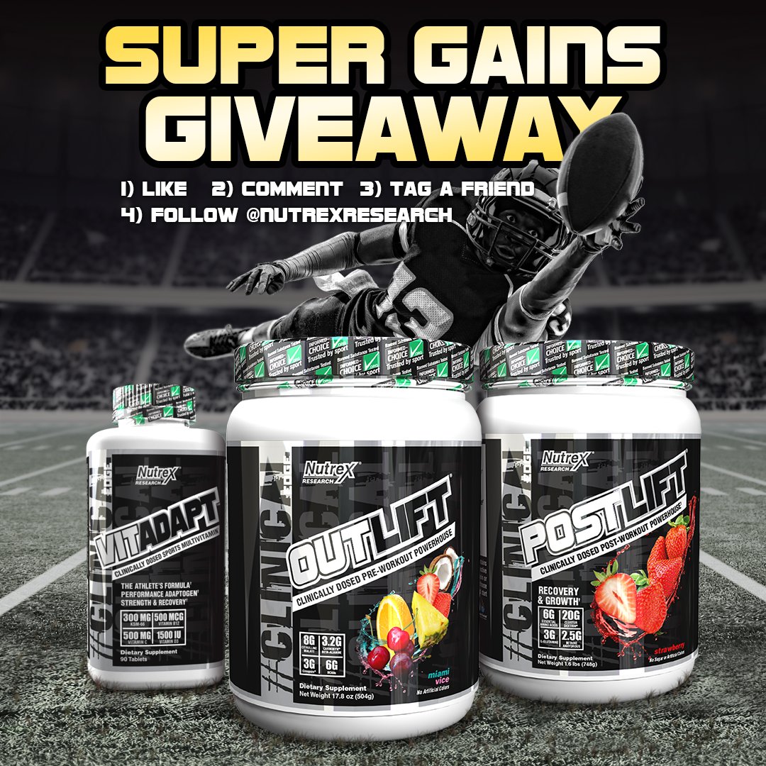 NutrexResearch's tweet photo. 💥 #GIVEAWAY happening on Instagram💥
We’re Giving Away 6 Super Gains Pack (#Vitadapt, #OUTLIFT (20 serving), #POSTLIFT)
Visit https://t.co/nqgVHV27CX to enter and follow the rules
6 Winners will be picked on Monday!
GOOD LUCK!
#Nutrex #ClinicalEdge https://t.co/EGTwFa0UoK