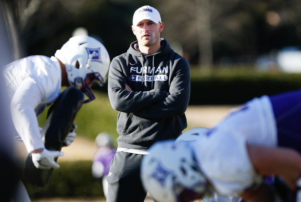 gogamecocks's tweet photo. Coach Connor Shaw takes the field for first time at Furman @cmshaw14 @PaladinFootball https://t.co/EOsqu5DsmX https://t.co/Nqevpj2Z37