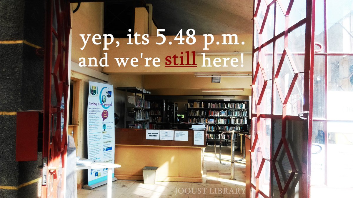 JOOUST_LIB's tweet image. Library has extended closing hours for saturday! we are on till 10p.m. Mondays to Saturdays. #spreadword #morehours #moretime #bestpractices