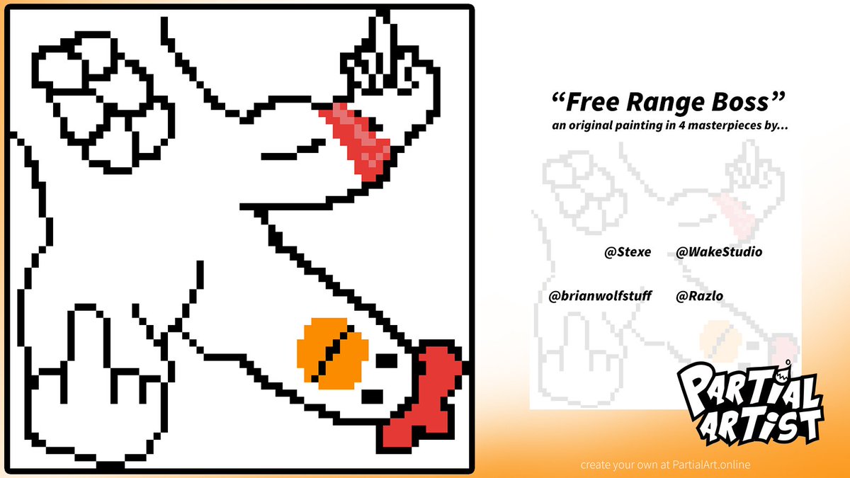 PartialArt's tweet photo. "Free Range Boss" by @brianwolfstuff, @Stexe, @Razlo &amp; @WakeStudio is the latest #PartialArt masterpiece! Well, what do you think?

1/4th at a time, become a #PartialArtist black belt at https://t.co/dvLQlupxoW 🥋 https://t.co/2cmrO5BCCi