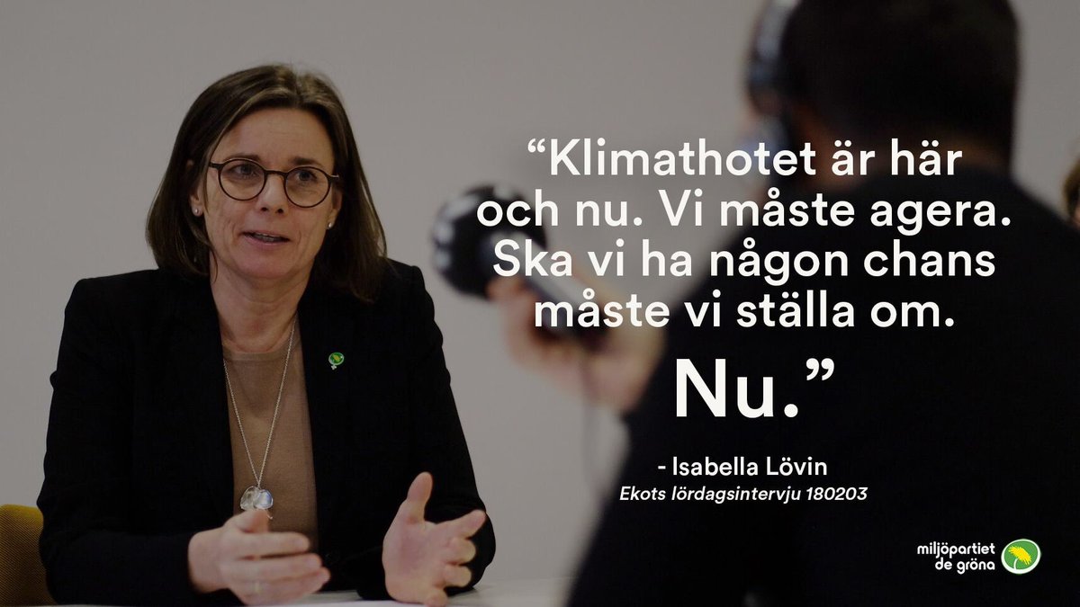 Vi vet att en hållbar värld är möjlig! Vi kan inte vänta. Det handlar om #nu. 
facebook.com/miljopartiet/p… #klimat #miljö