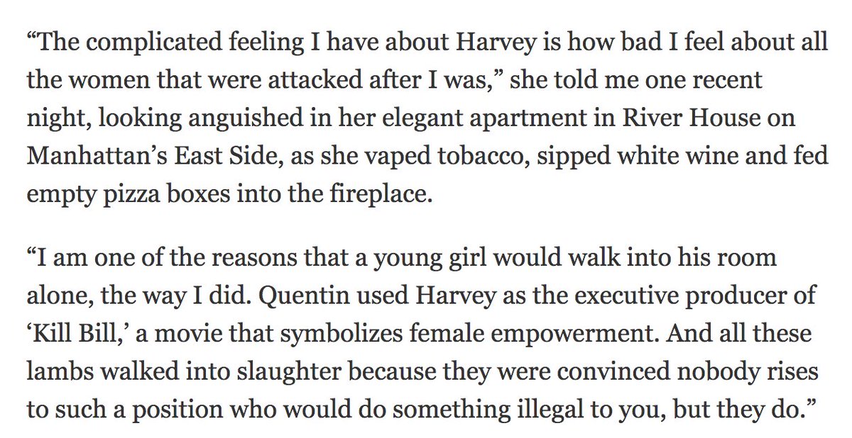 markberman's tweet image. Uma Thurman tells her story. Among many other painful things, she feels responsible for the young women who would walk alone into a room with Harvey Weinstein nyti.ms/2GJwclT