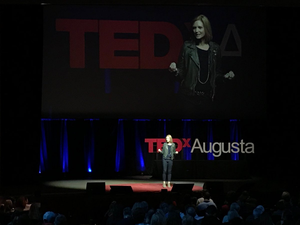 Tara Rice Simkins talks about “what the world needs most right now” - listening. ‘Venture to listen.’ #TEDxAugusta