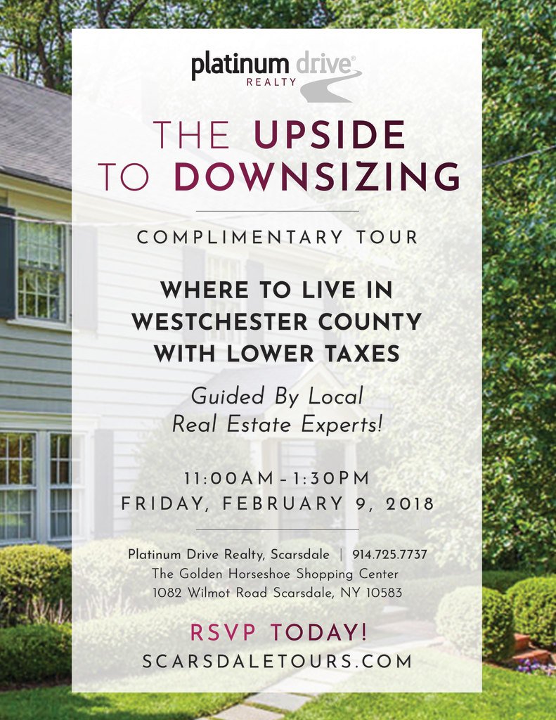 pdrealty's tweet photo. JOIN US for a Free, Fun &amp; Informative Event Exploring the Great Living Options in Westchester County with LOWER TAXES! The Upside to Downsizing - Friday, Feb. 9th, 2018 | 11am-1:30pm | RSVP &amp; Event Details: https://t.co/oKjlnsuzI1 https://t.co/AFUXzl0XEz