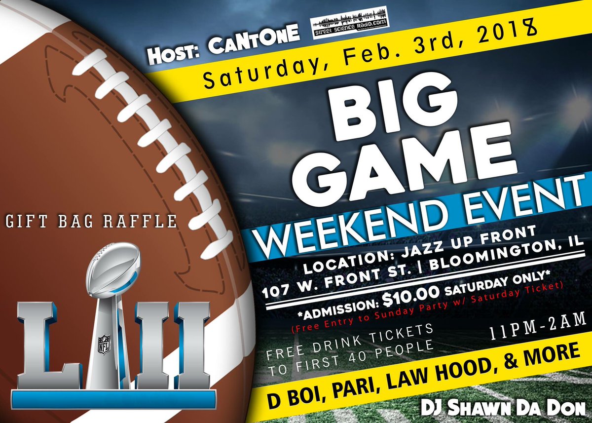StreetScience01's tweet photo. #TONIGHT, join us at Jazz UpFront for a night of great #livemusic
https://t.co/VwCvzGd8dI Presents: The Big Game Event! Check out #performances from #FebScrapp, #Tru, #Pari, @DBoyMusic3833, #WhooIzFreeze, & @lawhood4!
Hosted By: @Cantone211
Music Provided By: @ShawnDaDonMusic https://t.co/lktm8uiHvA