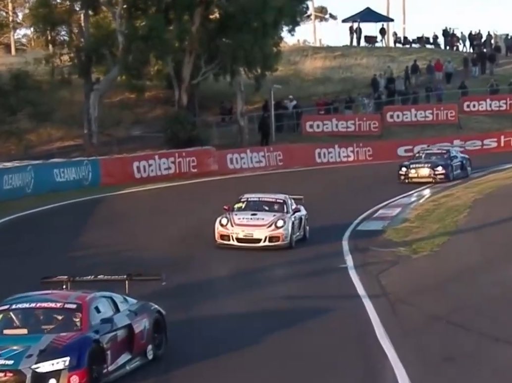 felix_althaus's tweet photo. Happy to see the rear wing I developed racing in Australia @Bathurst12hour on the back of @TeamPROsport Porsche Cayman PRO4 again. Good luck defending last year’s class victory, guys! #B12HR #Bathurst12Hr https://t.co/42OTTB1zA9