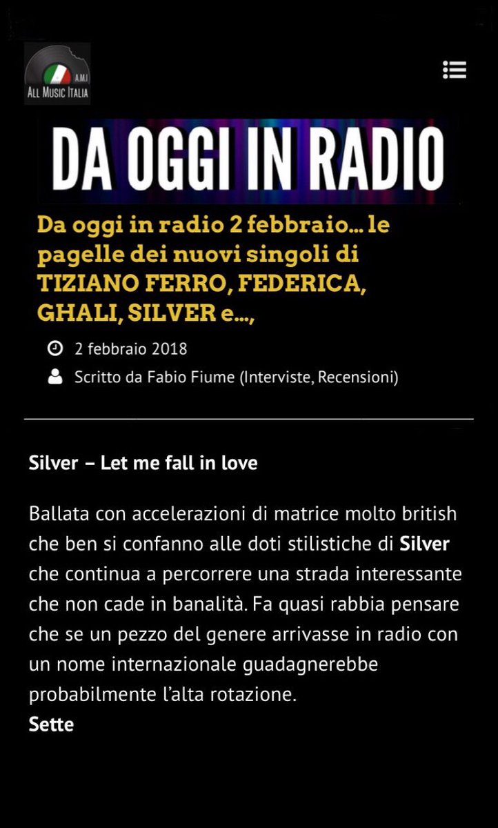 SilverOfficial's tweet photo. Una bella pagella ci ha sempre resi felici fin da bambini no?! 😁
A cura di Fabio Fiume su @AllMusicItalia. Grazie!
https://t.co/YcKSEBccuy
Spotify: https://t.co/pyastDVuYo
iTunes: https://t.co/Y7y35iwRuE
Google Play: https://t.co/kYFmwVqdbu
#silver #letmefallinlove #single https://t.co/MflY5ZEnPR