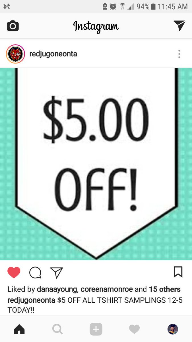 RedJugOneonta's tweet photo. Your hearing right! $5 off 12-5! https://t.co/69fNazSRUl