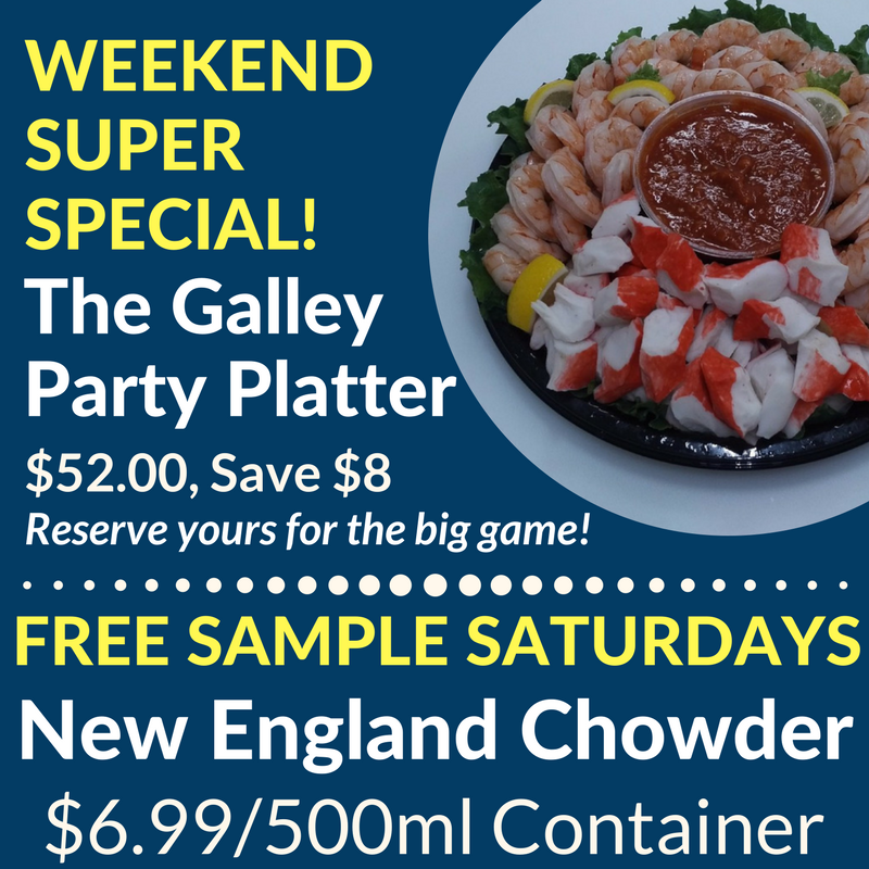 CaudlesCatch's tweet photo. Stop by and grab our #weekend #Superbowl #Special of The Galley #PartyPlatter for only $52.00! Reserve yours now for pickup tomorrow!
#FreeSampleSaturdays are here with #NewEnglandChowder to try before you buy at $6.99/500ml at @VSM_market, @VincenzosTweet & Superstore locations! https://t.co/8j0kDPqTOx