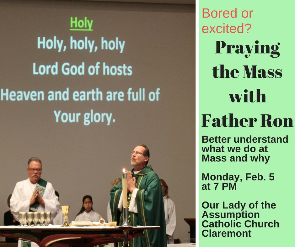 olaclaremont's tweet photo. Teaching Mass is for everyone - Have you ever been bored at Mass and wondered what you were doing there? Have you ever wondered what it would be like to be present at the point where Heaven meets Earth? For beginners and experienced folks alike, Fr. Ron Cl https://t.co/yBsP9KbySD