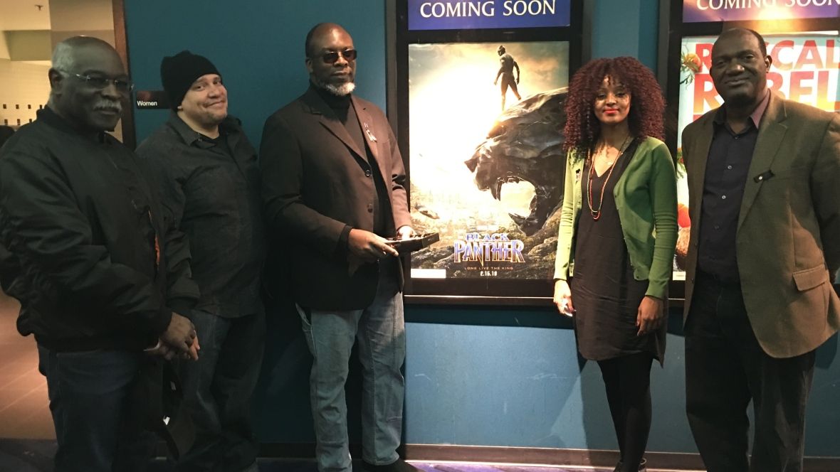 GhostsRemember's tweet photo. A Windsor, Ontario man inspired by the new Black Panther film hands out more than 100 free tickets. #MarcTaylor, we see the superhero in you! https://t.co/CJsFOHTQ9B #BlackPanther #BlackHistoryMonth https://t.co/WjVZKJGHlz