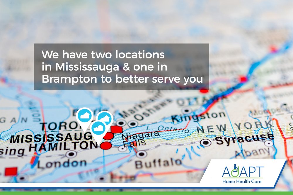 AdaptHomeHealth's tweet photo. We have two locations in #Mississauga and one in #Brampton to better serve you! Visit our website to find a location near you. #AdaptHHC https://t.co/IkxV4Wefir https://t.co/IrFJU31xtA