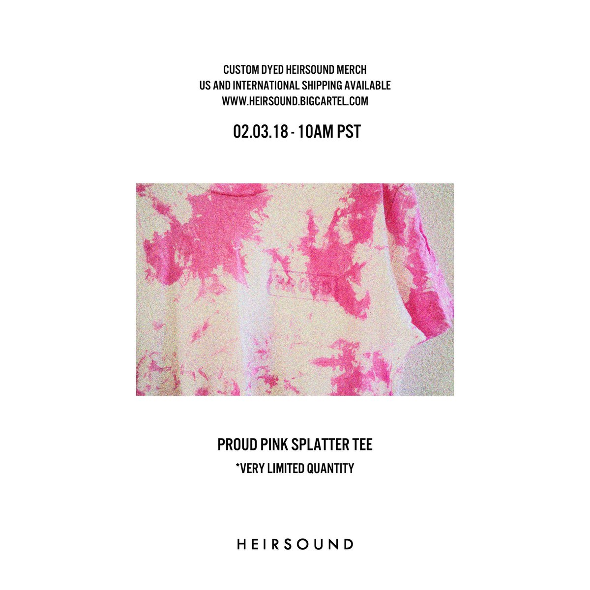 1 hour! very limited quantity of everything but it’s all custom hand dyed by Dane and I. Everything goes live at 10AM PST.  - Alexa heirsound.bigcartel.com