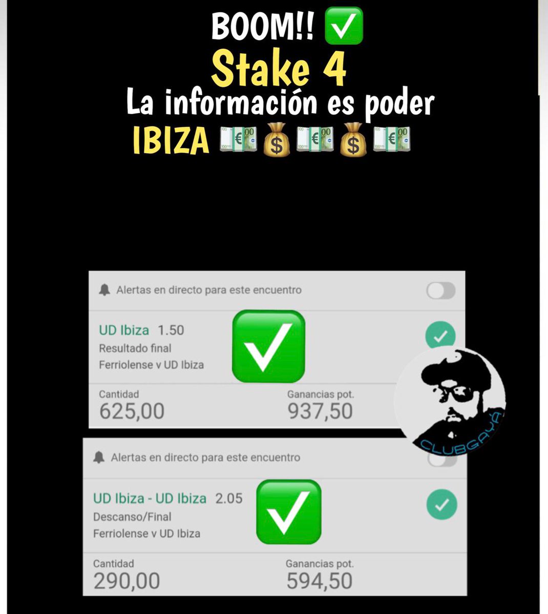 Juangayasalom's tweet photo. ⚽️ Lo volvimos a hacer en el fútbol balear

✅ Mercadal (2-0)
✅ Ibiza (0-4) Min 75

📱  Atentos mañana podria caer un apuestón en 3 División en mi canal 
https://t.co/Zy9lGqrLSU 

⚠️Condición: Llegar a 1000 Rts https://t.co/7OwlPWWh7k https://t.co/OFBmBDiiGJ