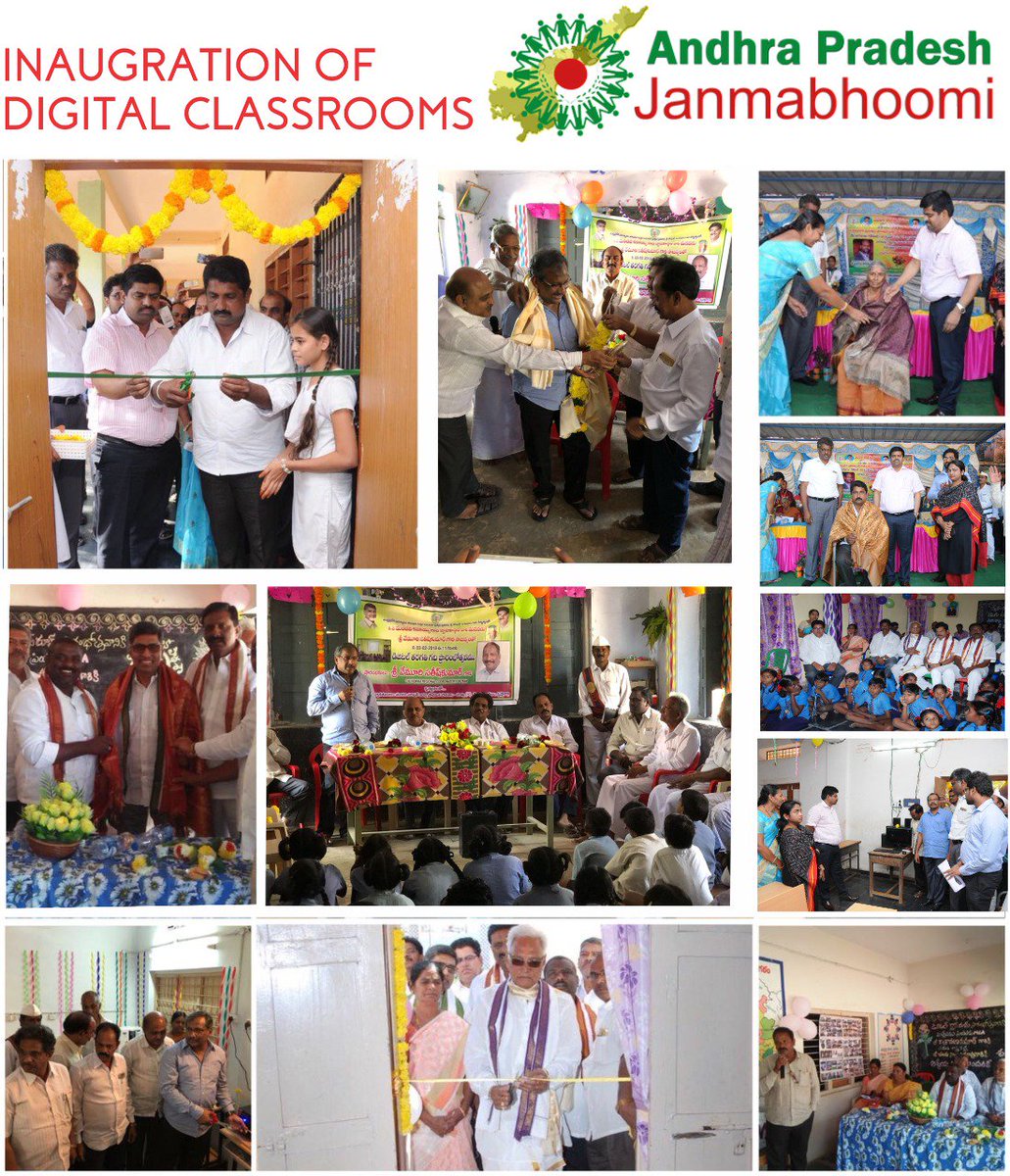 APJanmabhoomi's tweet photo. Another proud moment for us. Four digital classrooms inaugrated in Guntur, Nellore and Krishna district by efforts of APJanmabhoomi.

#ProudAP #APJanmabhoomi
@jayaramkomati @_DigitalIndia @ncbn @PrakashJavdekar @NDLMIndia https://t.co/9YZIQXv09i