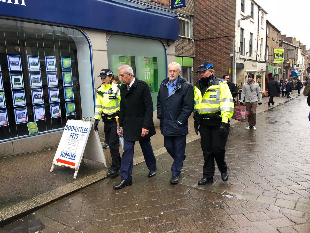 jeremycorbyn's tweet photo. Today I met with police in Derbyshire who told me about the challenges they face due to Tory cuts.

The next Labour government will invest in community safety by recruiting 10,000 extra neighbourhood officers and ensuring forces have the resources they need. https://t.co/rUitWcFjgs