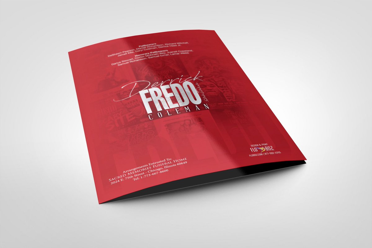natewbartlett's tweet photo. I had the privilege of designing the rapper “Fredo Santana’s” funeral program this week. Condolences to the family and thank you for trusting us with his tribute. #fredosantana #gloinpeqce #funeralprograms #obituary #design #flobozdesign https://t.co/GTPjvmz0pb