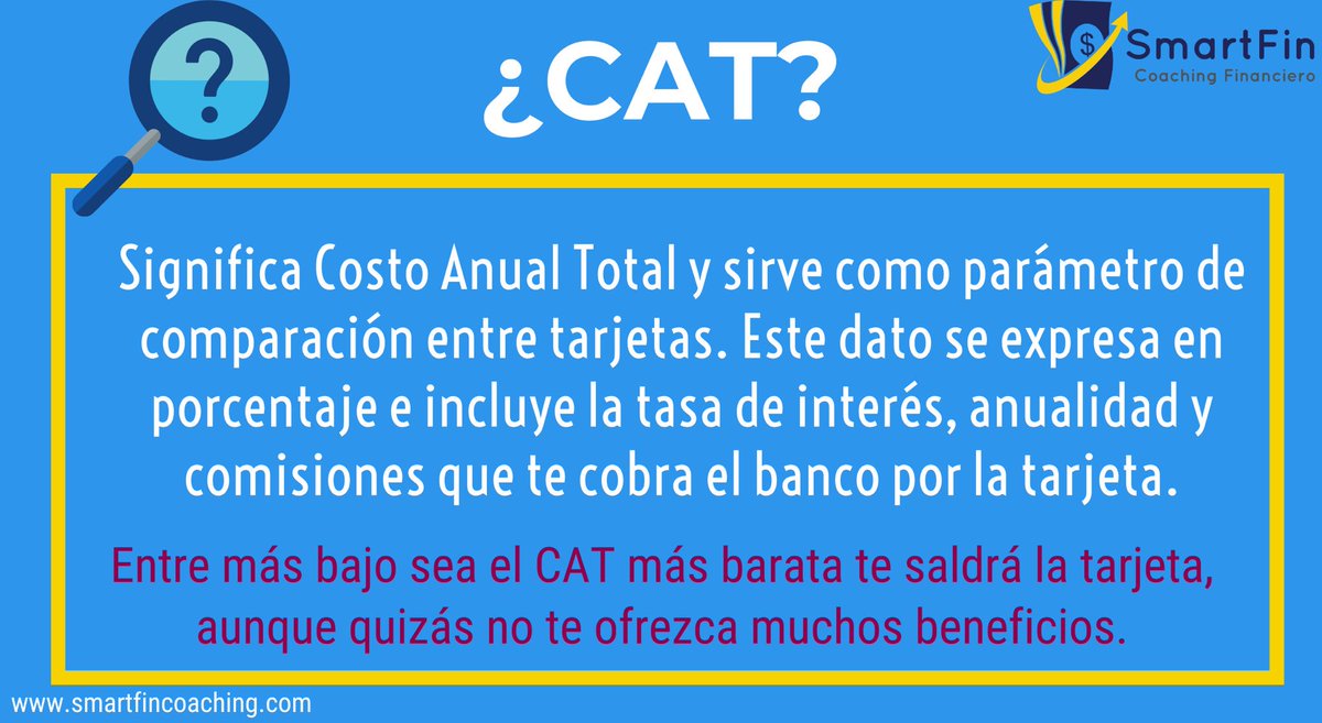 SmartFinCoach's tweet photo. ¿Qué es el CAT?🤔 ¡Aclara tus dudas con nosotros! 💡💵‼️✅ #tips #finanzaspersonales #smartfincoaching https://t.co/JzLvb0YgqJ