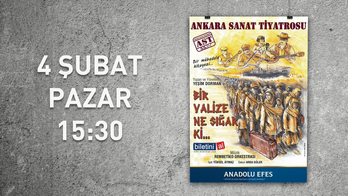 "Bir Valize Ne Sığar Ki" yarın 15:30'da AST'da!

🎟 Biletler: biletinial.com/tiyatro/bir-va…