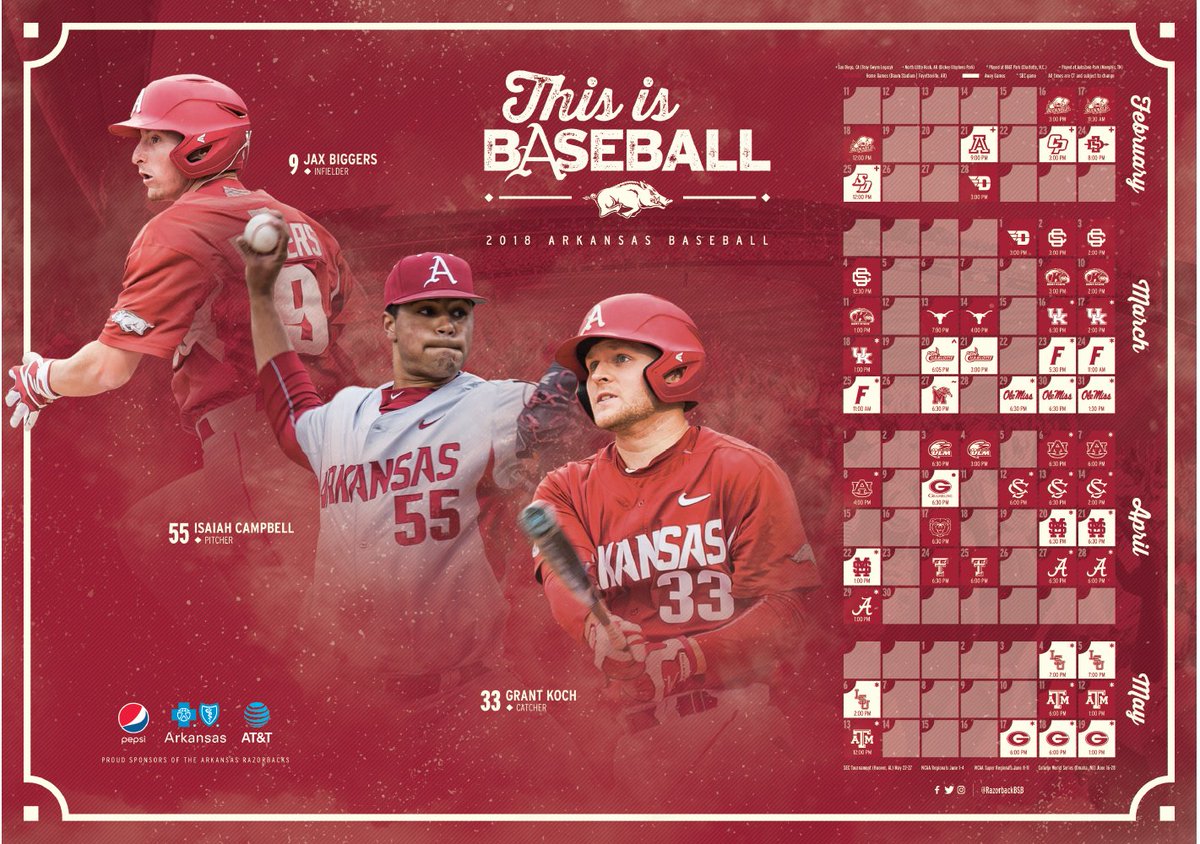 RazorbackBSB's tweet photo. THIS
       IS
          BASEBALL.

The 2018 poster is HERE! 🔥 https://t.co/GeJr3Rddby