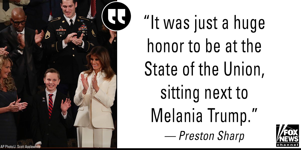 FoxNews's tweet image. 12-Year-Old From Viral Flag Campaign Sits With Melania at SOTU bit.ly/2GKF7n6