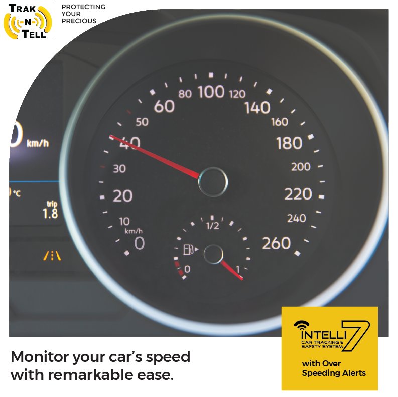 trakandtell's tweet image. Always be in control. Get instant #OverSpeedingAlerts via the Trak N Tell app whenever your car goes beyond its predefined speed limit. #Intelli7