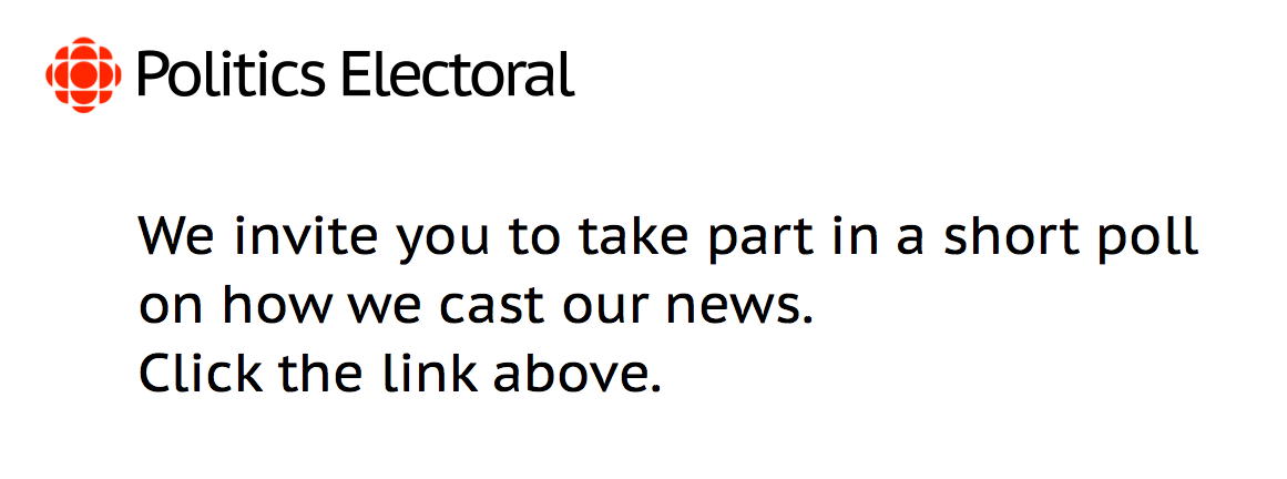 cbcpolitics_rbx's tweet photo. ⁉️ We invite you to complete a short poll on how well we are delivering our news. Click the link below to take part: 
https://t.co/k79qZNEAet https://t.co/FdE9ljs37S