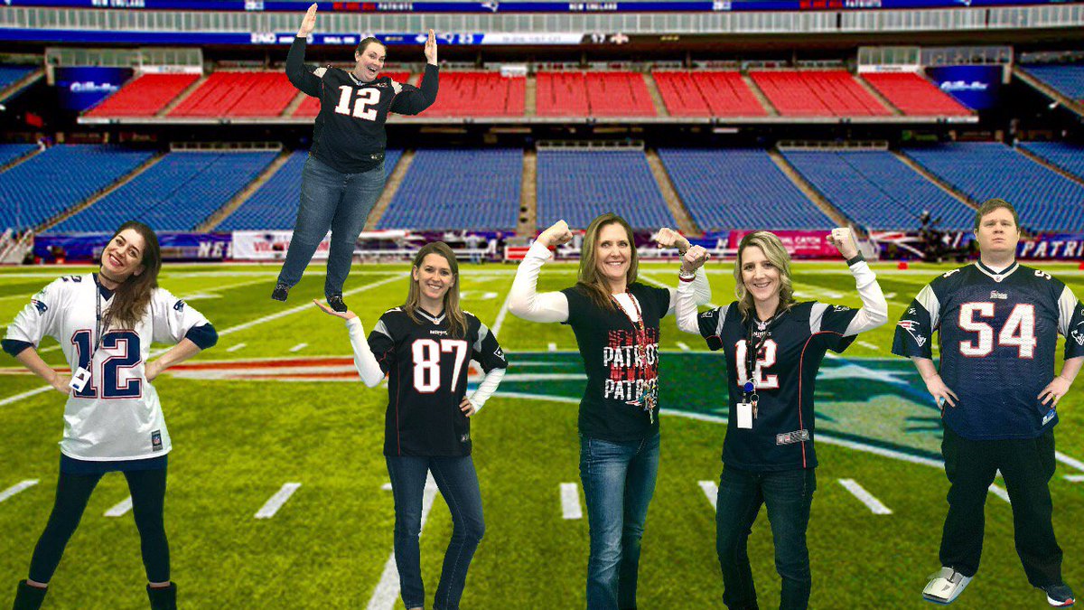 GreenScreenGal's tweet photo. GO PATS!  Higgins teachers unite on the Green Screen to cheer on our team! @DoInkTweets @Kdmiller4 @higginshawks @limelightgreenscreen @Patriots @salemnews @northshoremag #greenscreenqueen @PeabodyPublic @PeabodyPatch https://t.co/5phLnDEPDU