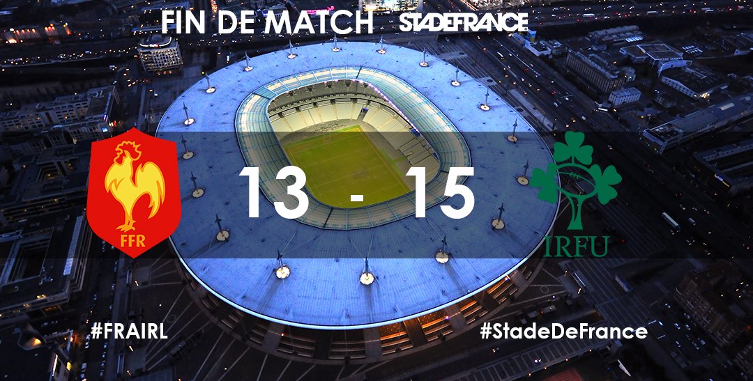StadeFrance's tweet photo. Les Bleus s'inclinent 13 à 15 face aux @IrishRugby à la dernière seconde !
#beaucombat #FRAIRL https://t.co/PqVfZa6GhQ