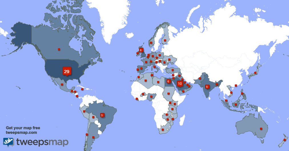 Khalid1Software's tweet photo. My followers are in USA(27%), Saudi Arabia(9%)... Get your map too: https://t.co/lnOWykGaiG https://t.co/FBtESklDpj