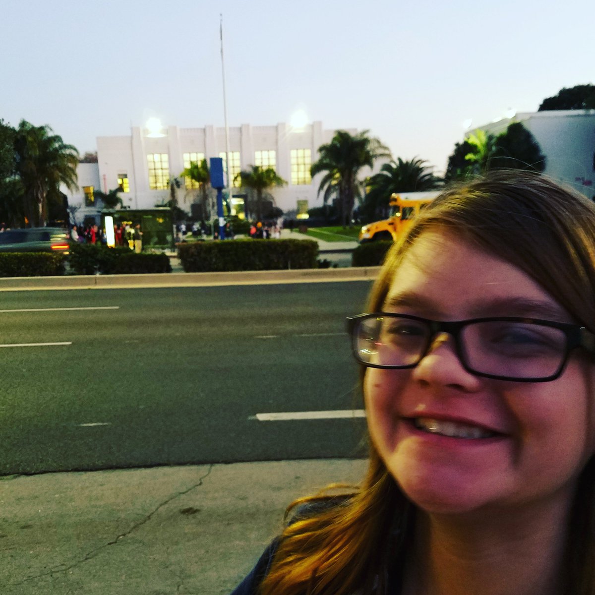ValidateMeCast's tweet image. Now that the podcast is up we can start tweeting about #grease Here's Presley in front of #RydellHigh Oddly enough, we couldn't get closer because they were having a kind of pep rally out front. xD
