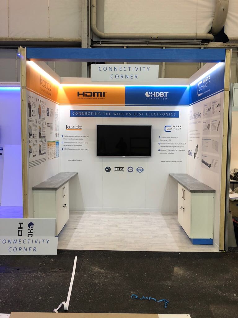 KordzGlobal's tweet photo. Our @ISE_Show booth is coming together nicely. Come and see what’s new at Kordz for 2018, visit Hall 5, Stand S-140! #ISE2018 #hdmi #connectivitycorner https://t.co/AztpXL5ay3