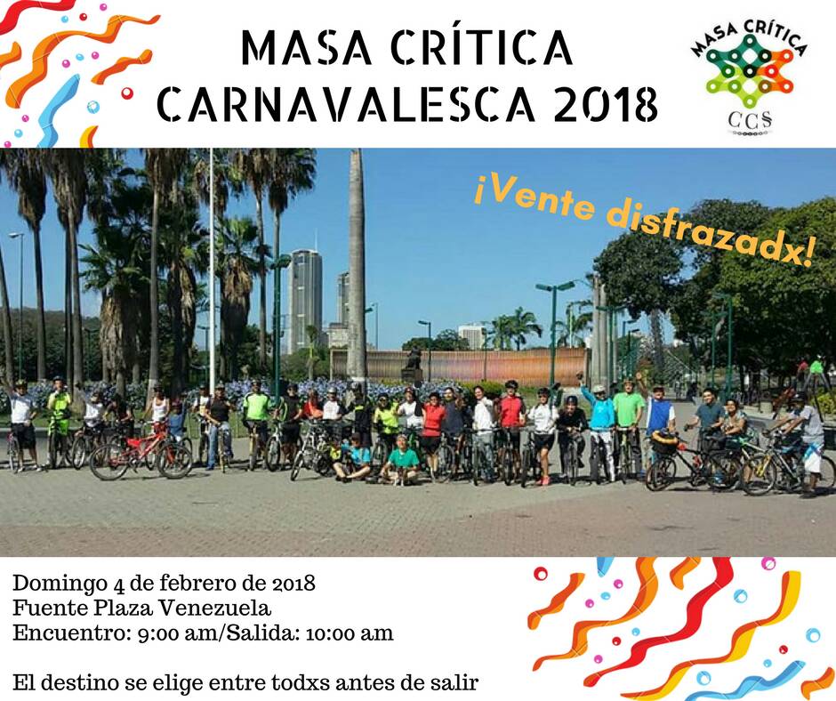 A todos nuestros seguidores, los invitamos a recorrer #Caracasapedal e iniciar febrero con buena energía en la #masacritica de carnaval... A desempolvar la bici!!!