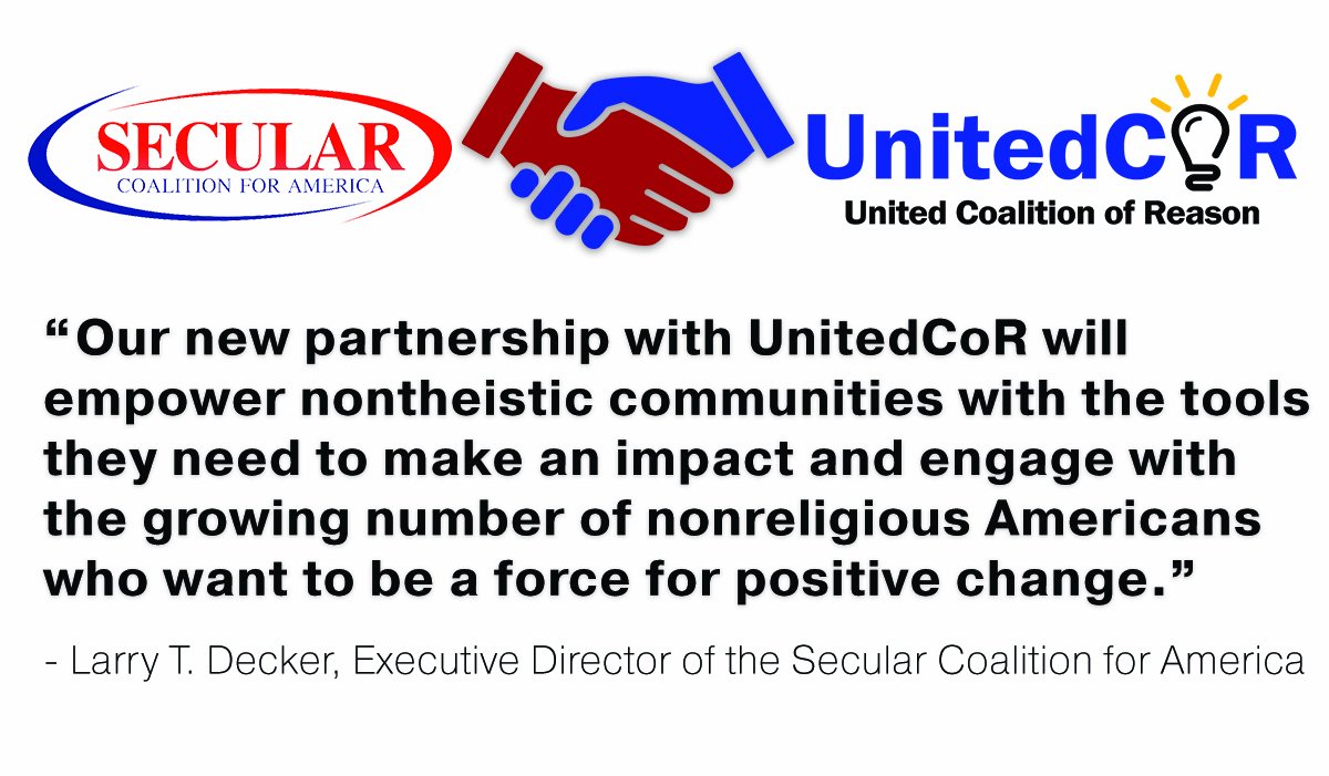 We are so excited to be partnering with <a href="/seculardotorg/">Secular Coalition for America</a>! We know our 80+ affiliates will benefit from the experience, resources and national platform that the Secular Coalition for America can provide bit.ly/2s5yOqP