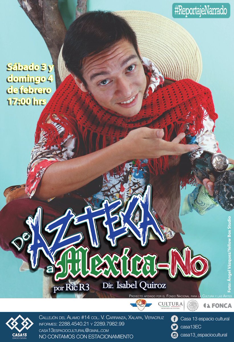 Casa13EC's tweet photo. #Hoy #NoFaltes a la primera función de "De Azteca a Mexica-No" en #Casa13EspacioCultural #ComoEnCasa @ruta98 @r3yosoy https://t.co/MMSC7qO6Nj
